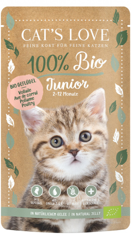 CAT’S LOVE Junior Bio Poultry – ekologiczny drób w naturalnej galaretce (100g)