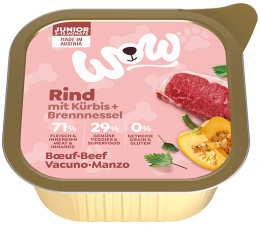 WOW Junior Rind – wołowina z dynią i pokrzywą dla szczeniąt (150g)